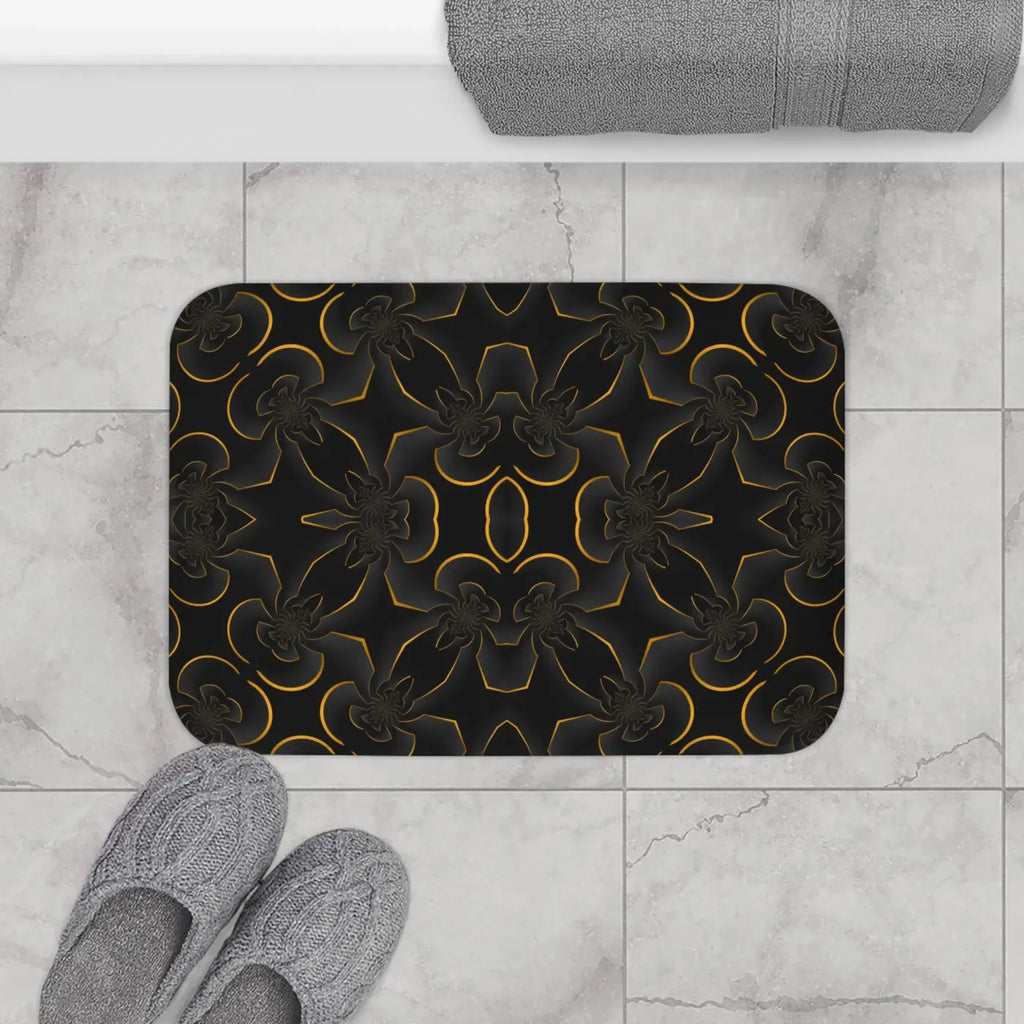Golden Abstract Bath Mat - Anti-Slip Backing - DipaliZ