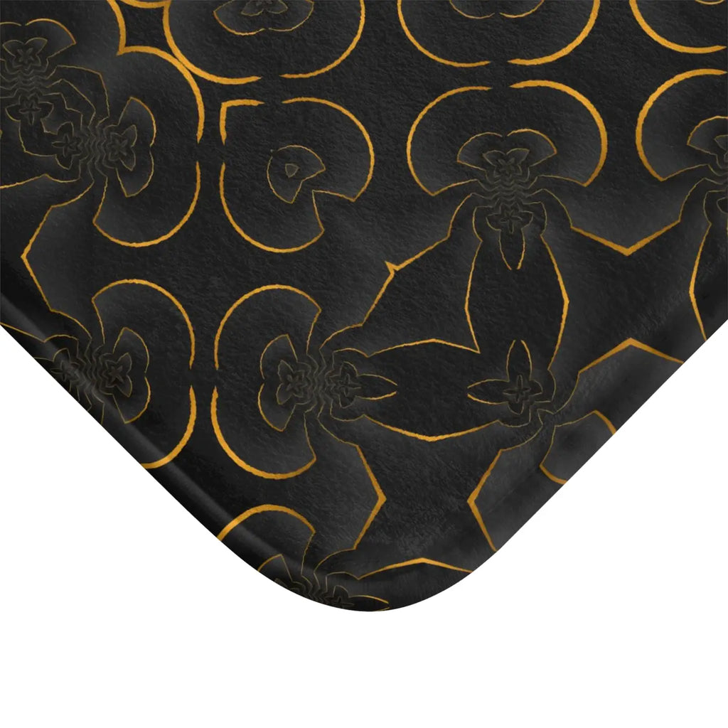 Golden Abstract Bath Mat - Anti-Slip Backing - DipaliZ