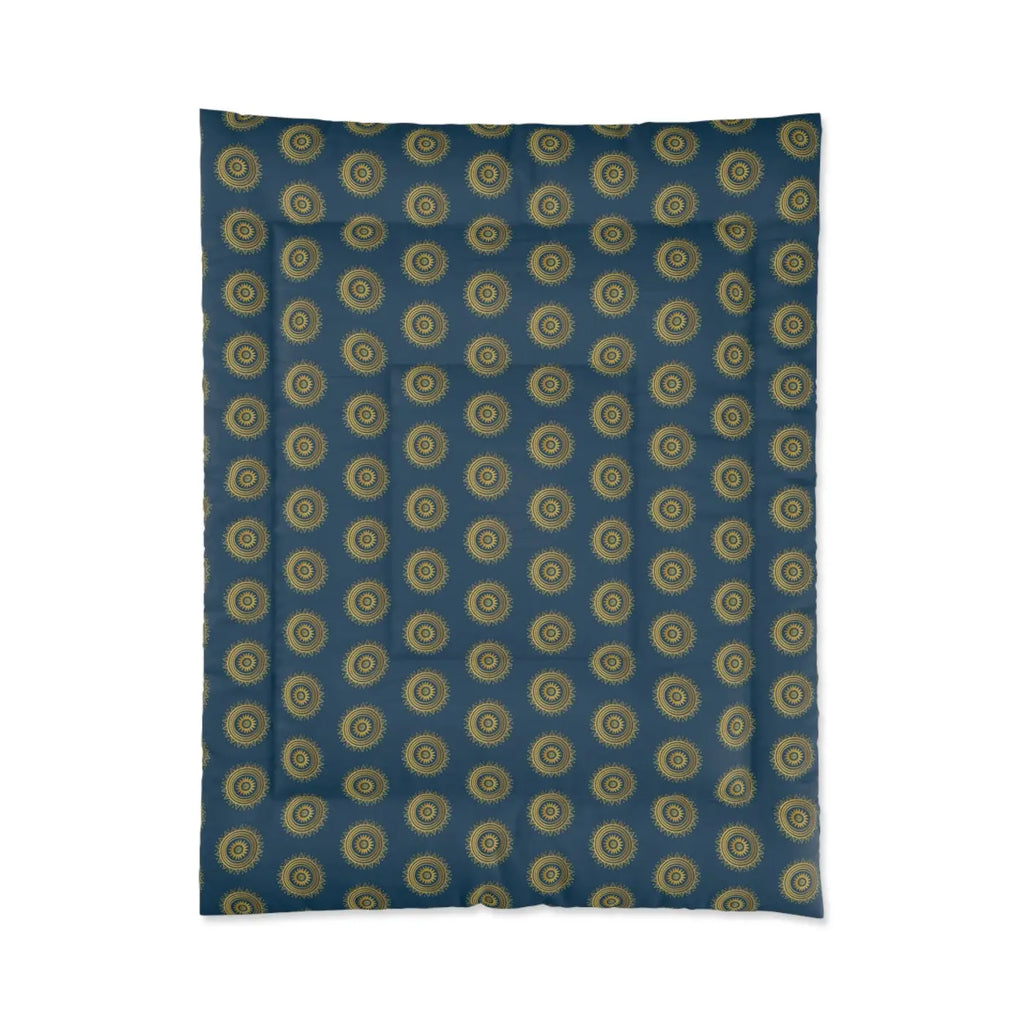 Cozy Comforter - Golden Geometrical Pattern on Blue - DipaliZ