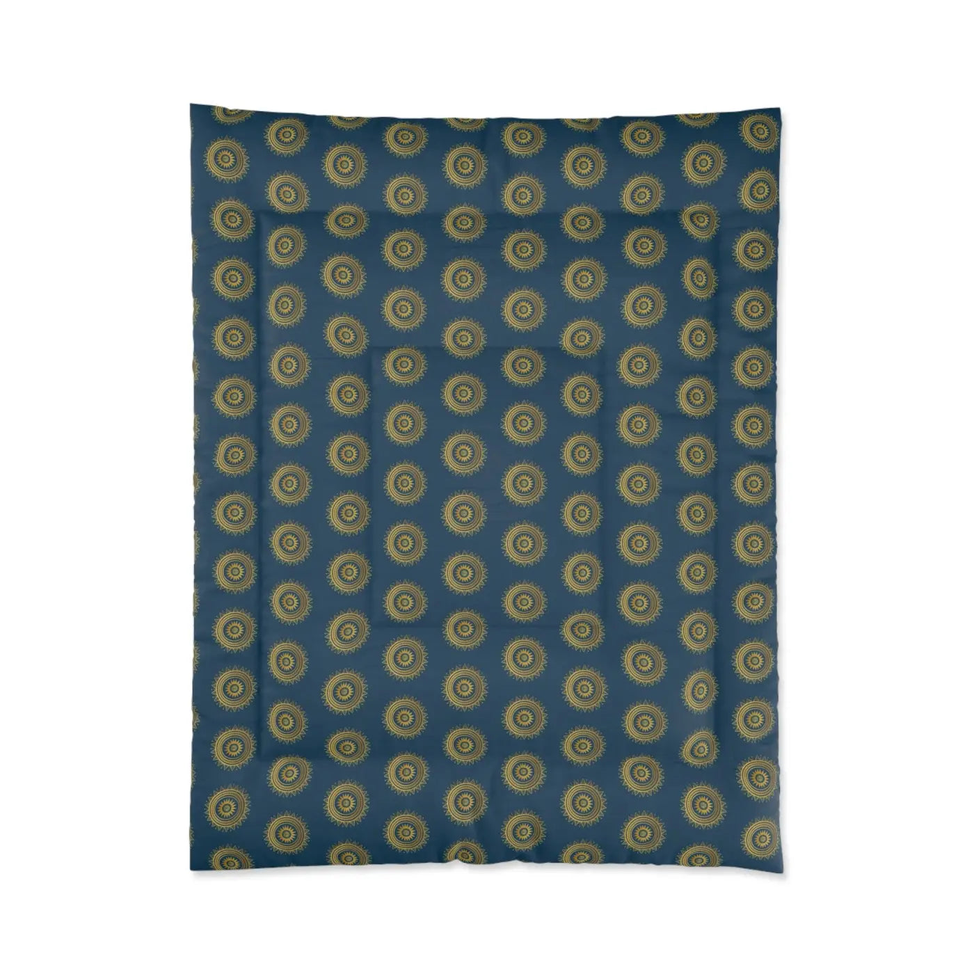 Cozy Comforter - Golden Geometrical Pattern on Blue - DipaliZ