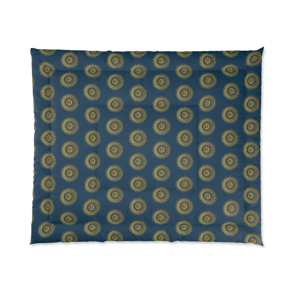 Cozy Comforter - Golden Geometrical Pattern on Blue - DipaliZ
