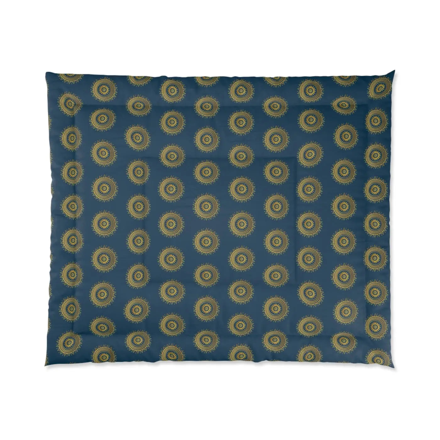 Cozy Comforter - Golden Geometrical Pattern on Blue - DipaliZ