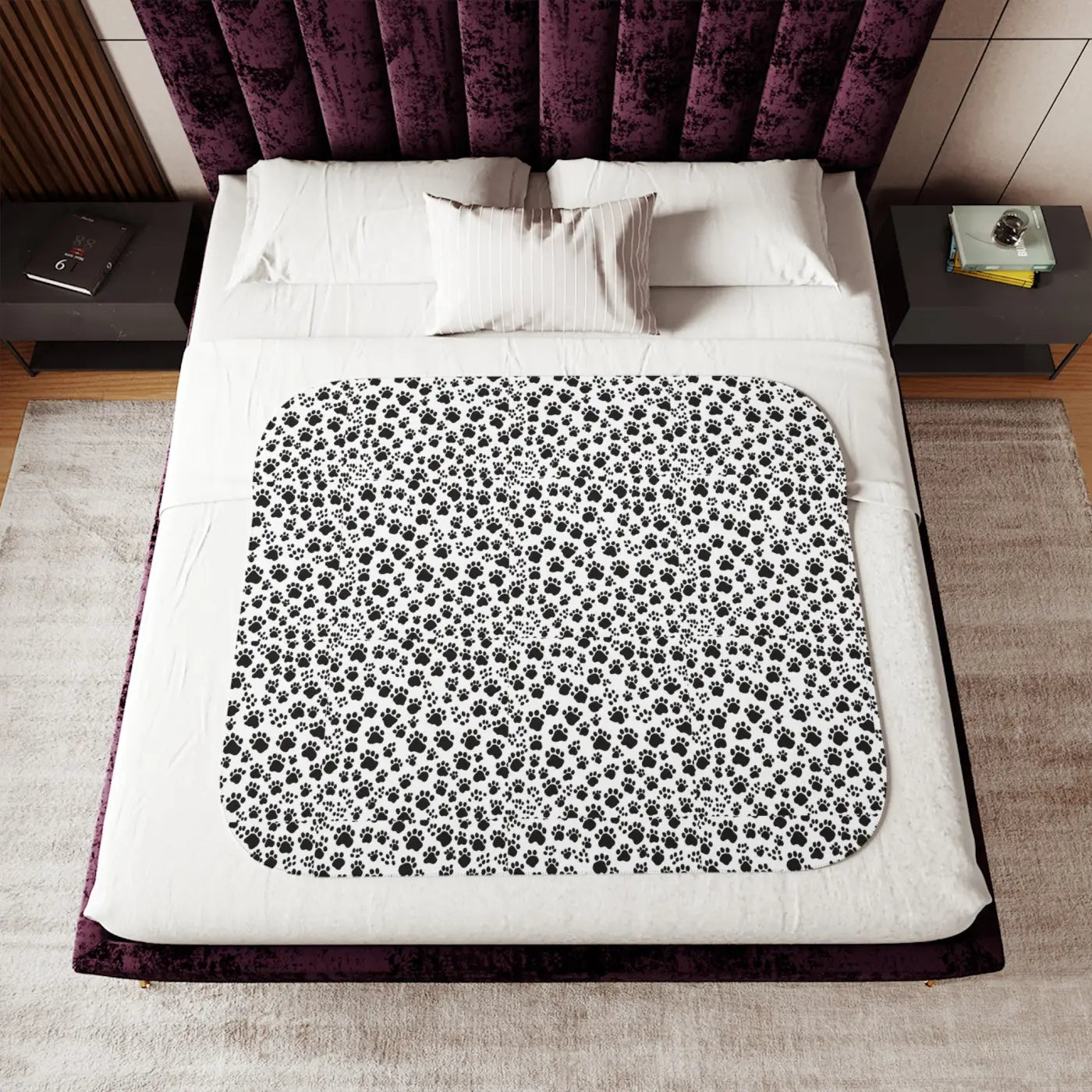 Paw Print Sherpa Blanket - Two Colors Available - DipaliZ