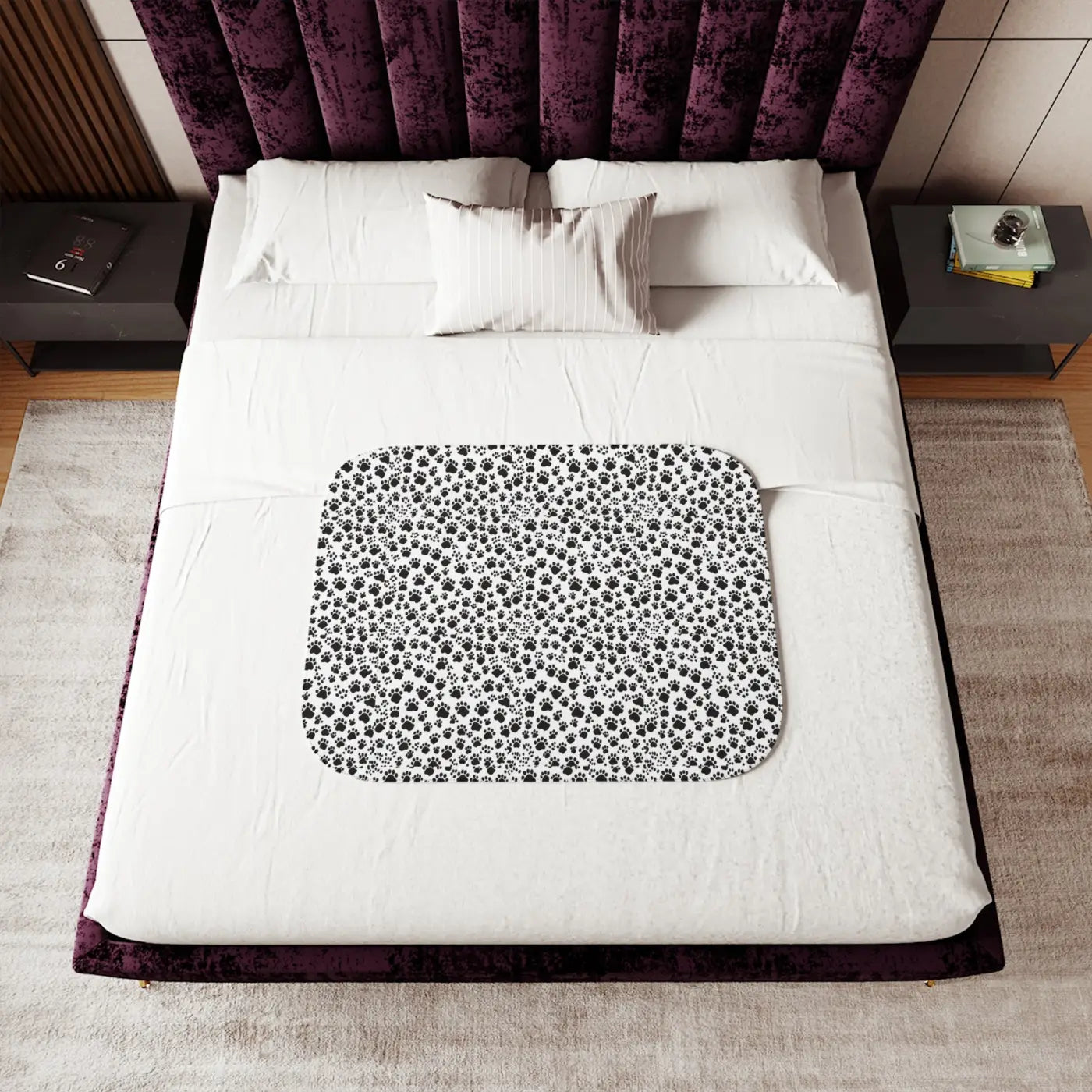 Paw Print Sherpa Blanket - Two Colors Available - DipaliZ