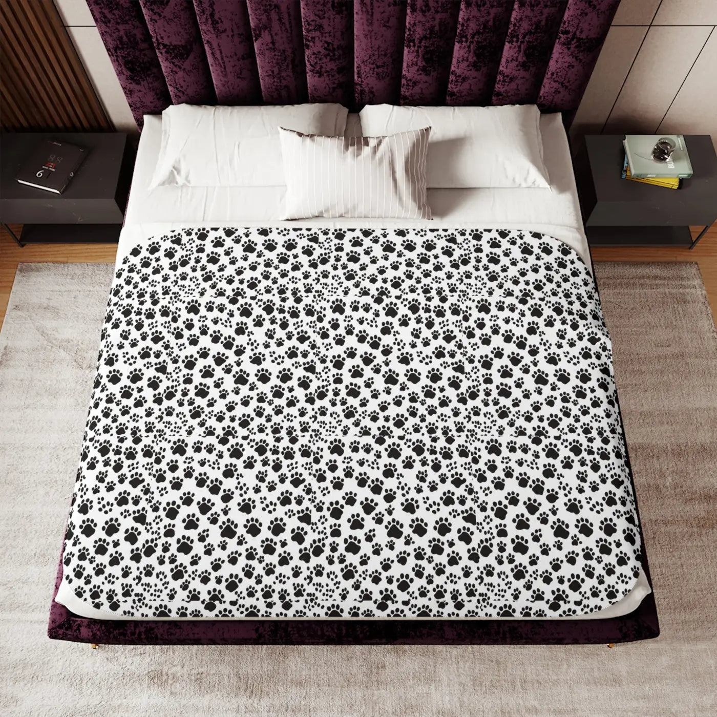 Paw Print Sherpa Blanket - Two Colors Available - DipaliZ