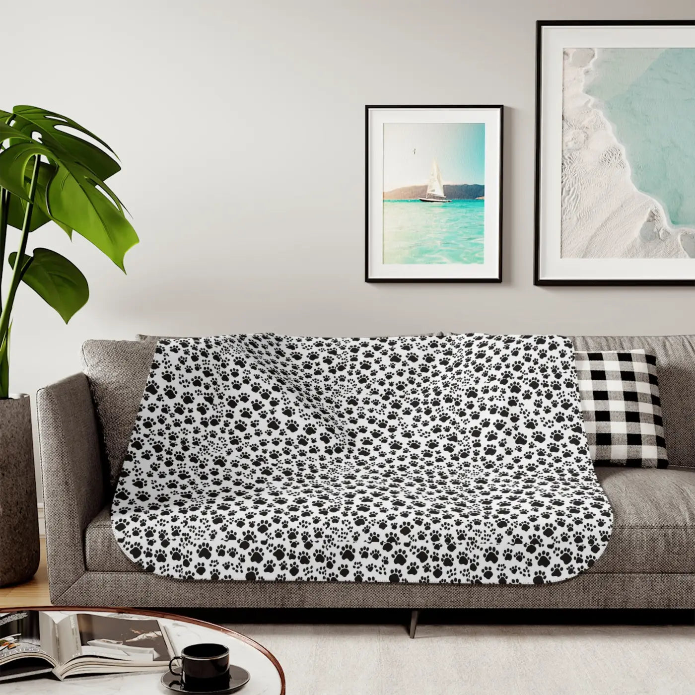 Paw Print Sherpa Blanket - Two Colors Available - DipaliZ