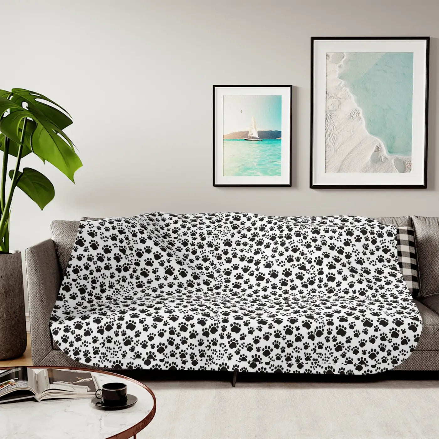 Paw Print Sherpa Blanket - Two Colors Available - DipaliZ