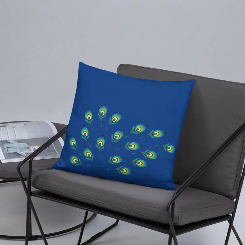 Graphic Peacock Feathers Pillow - Insert Included - DipaliZ
