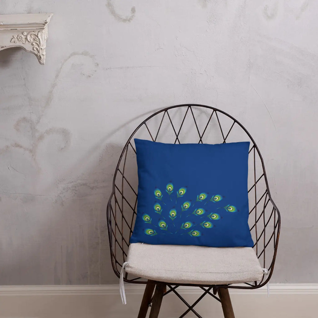 Graphic Peacock Feathers Pillow - Insert Included - DipaliZ
