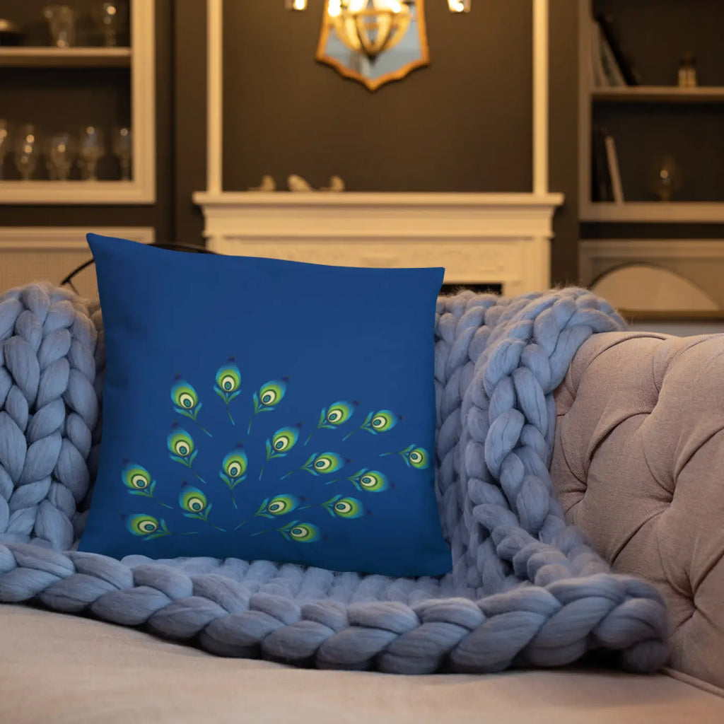 Graphic Peacock Feathers Pillow - Insert Included - DipaliZ
