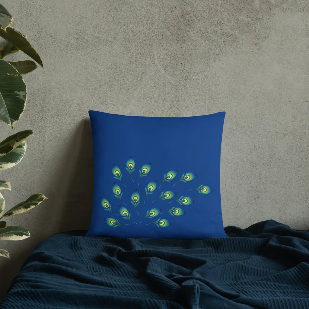 Graphic Peacock Feathers Pillow - Insert Included - DipaliZ