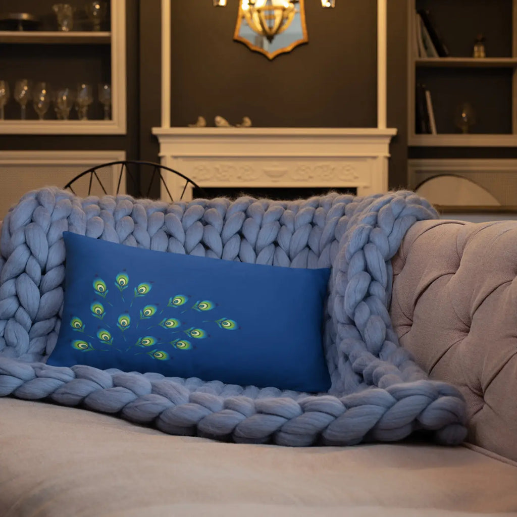Graphic Peacock Feathers Pillow - Insert Included - DipaliZ