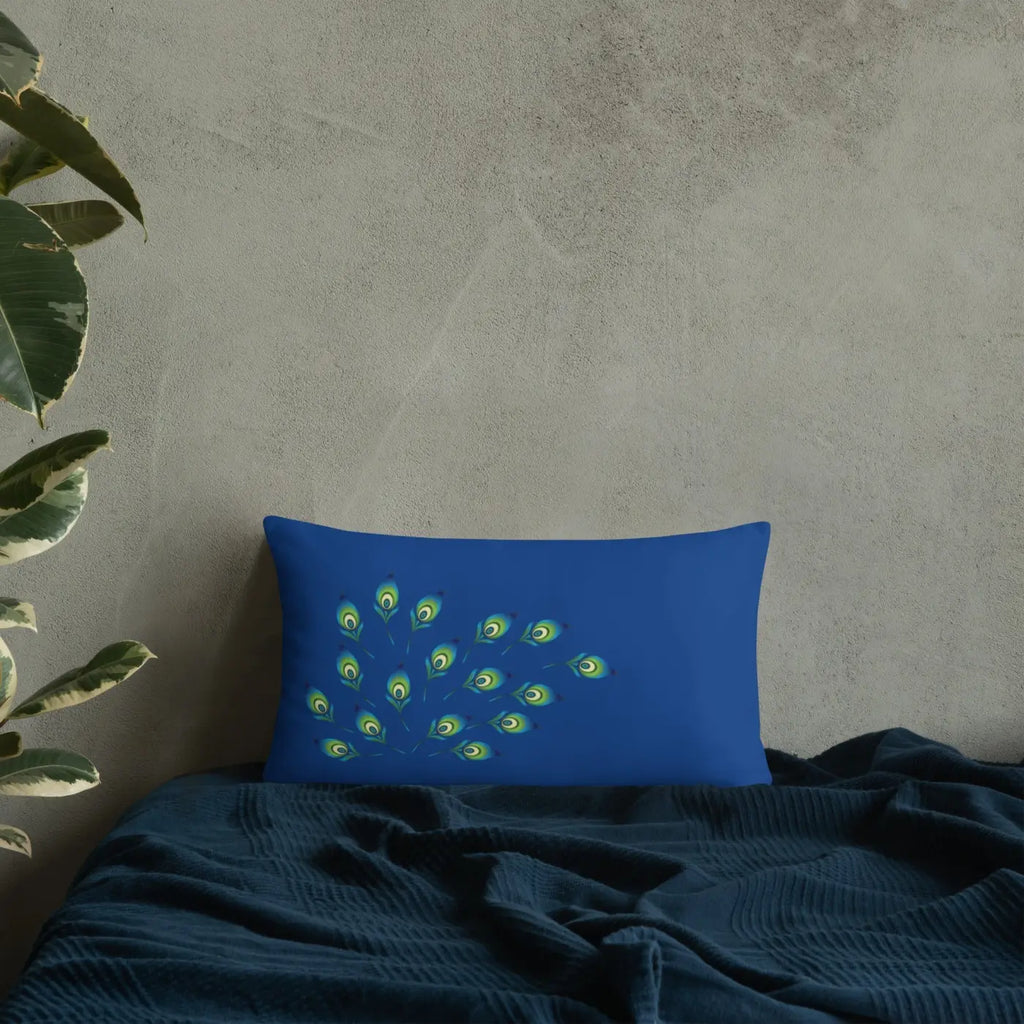 Graphic Peacock Feathers Pillow - Insert Included - DipaliZ