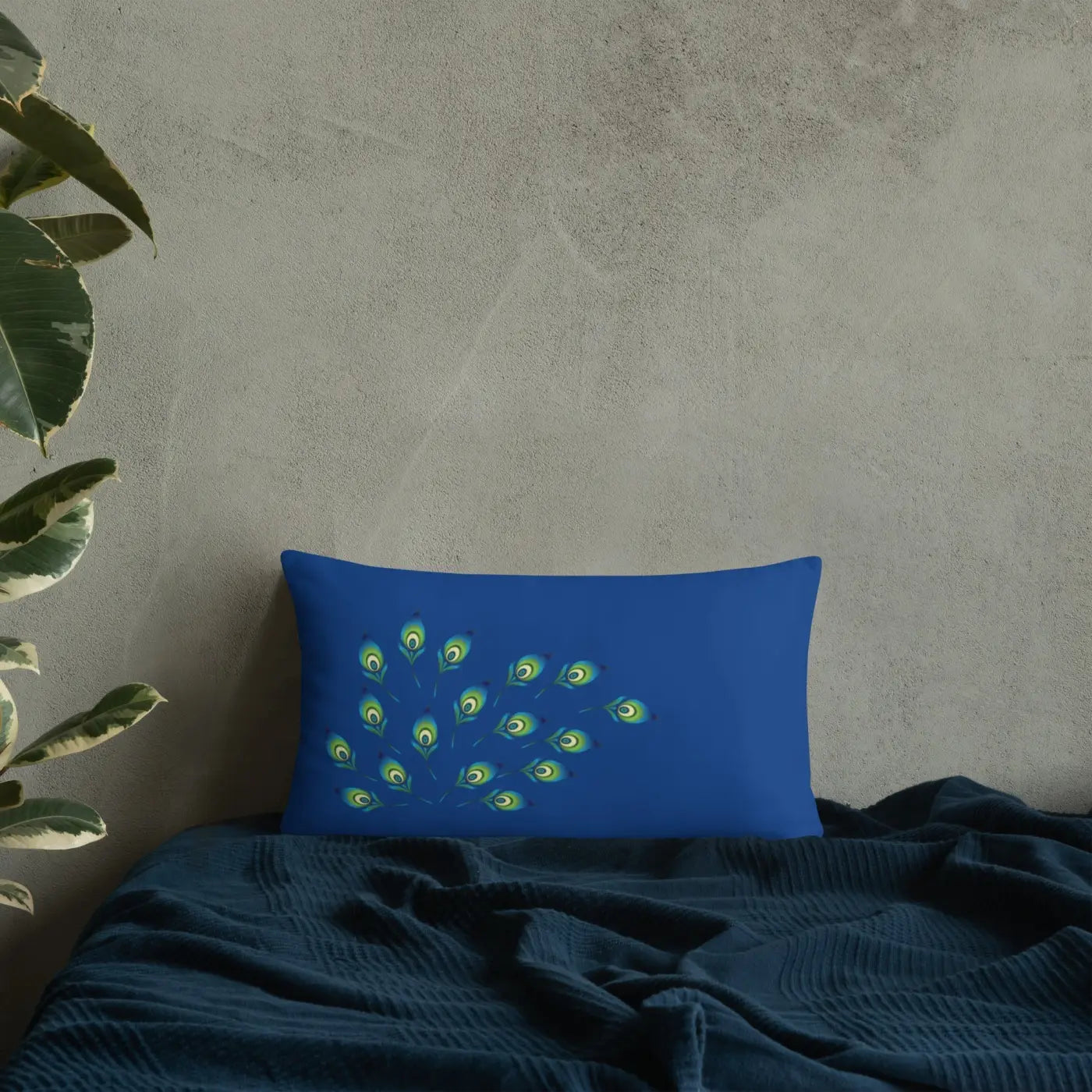 Graphic Peacock Feathers Pillow - Insert Included - DipaliZ