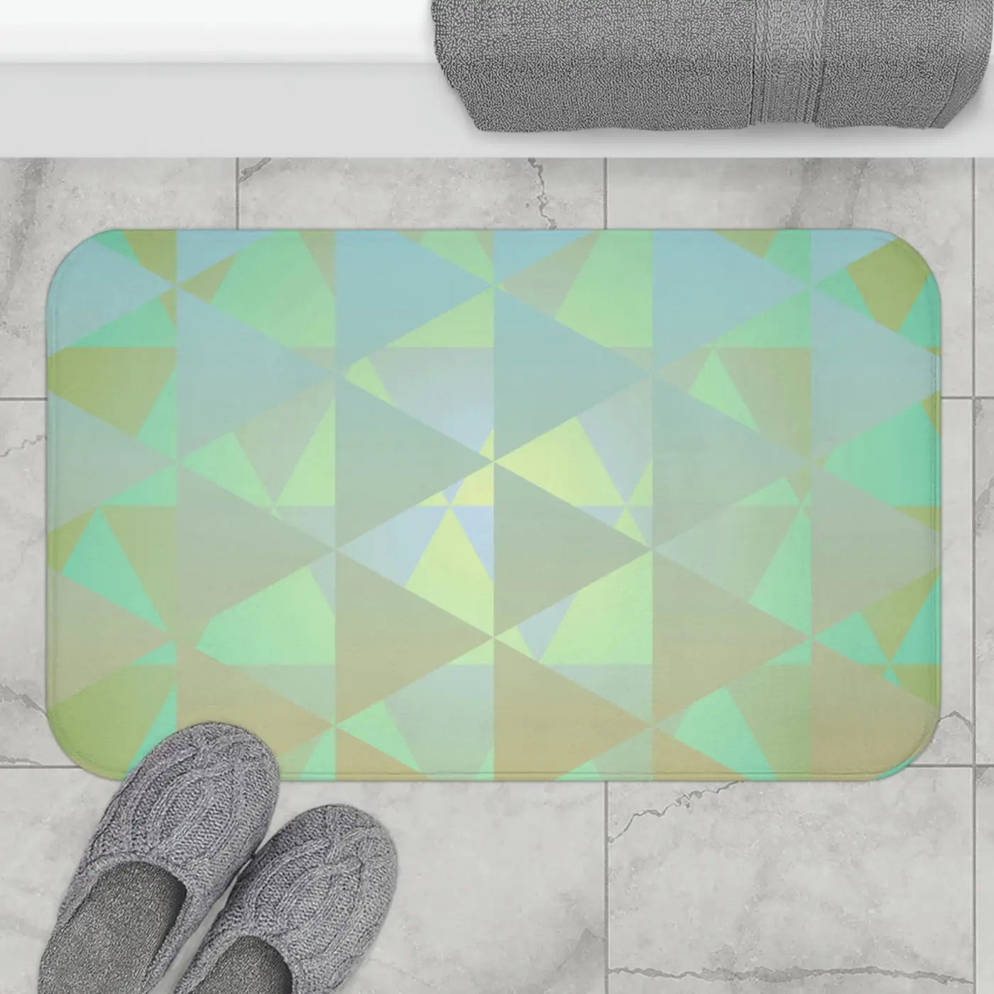 Green Abstract Bath Mat - Stylish Comfort Design - DipaliZ