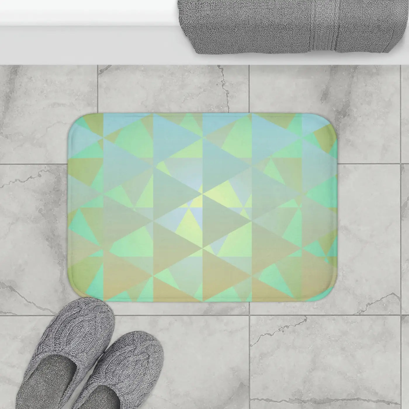 Green Abstract Bath Mat - Stylish Comfort Design - DipaliZ