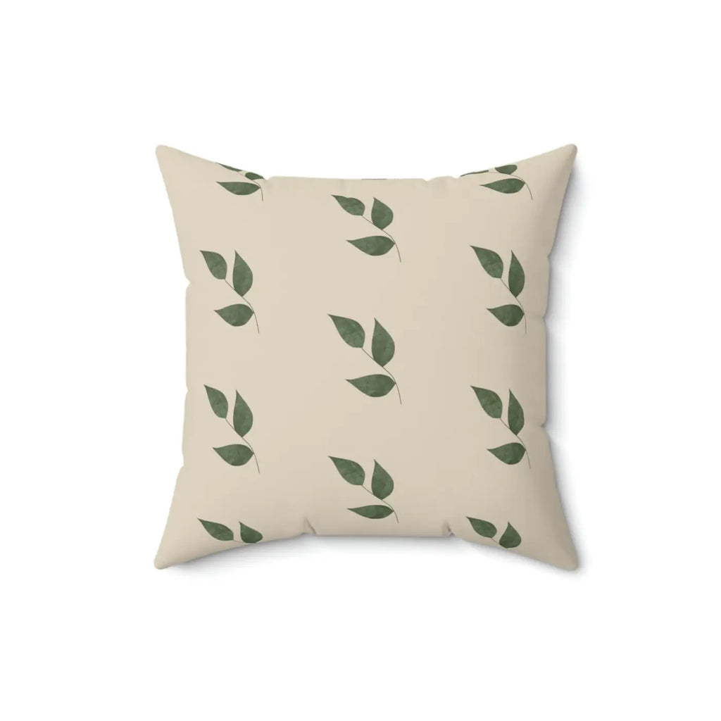 Green Leaves Polyester Square Pillow - Fresh Garden Vibes - DipaliZ