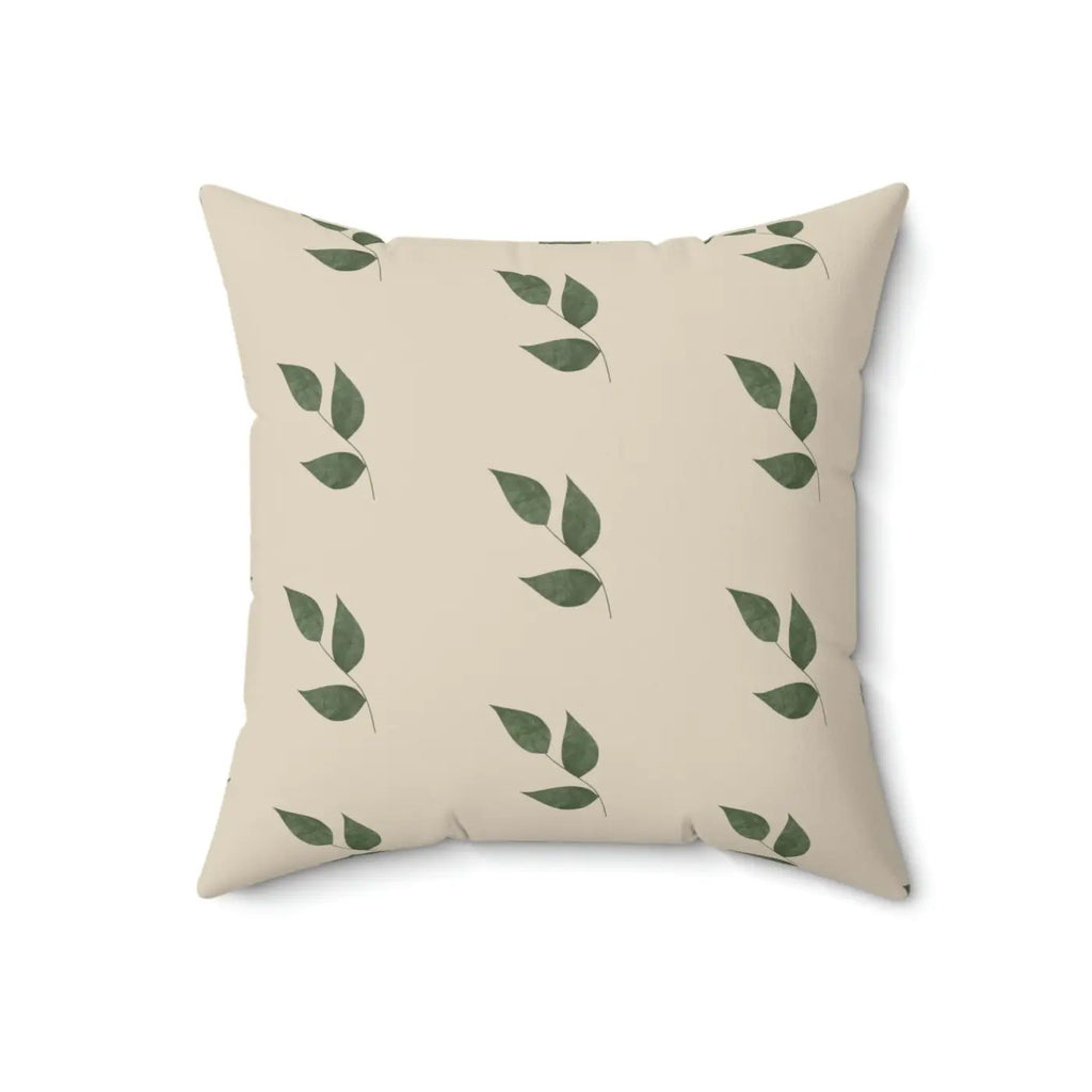 Green Leaves Polyester Square Pillow - Fresh Garden Vibes - DipaliZ
