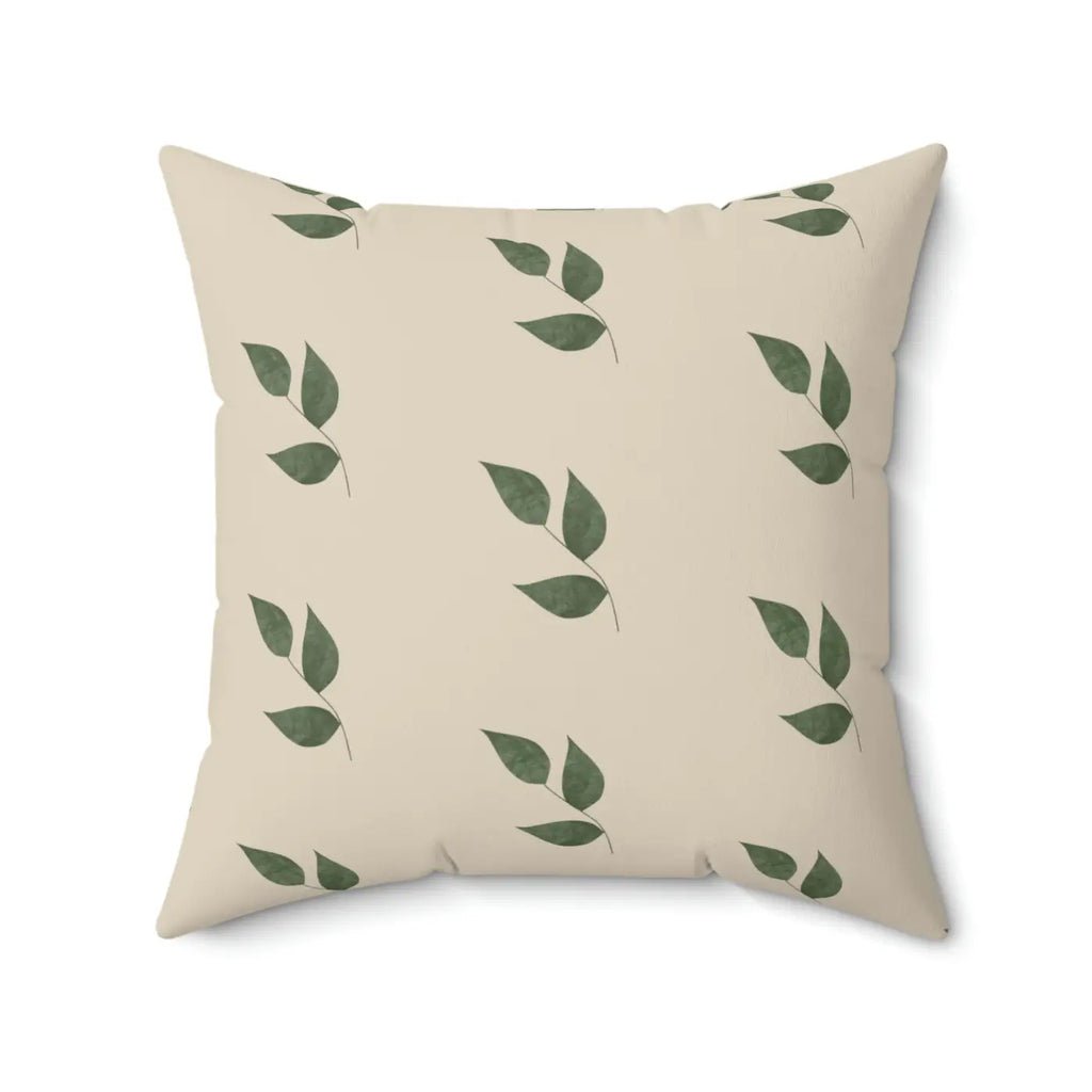 Green Leaves Polyester Square Pillow - Fresh Garden Vibes - DipaliZ
