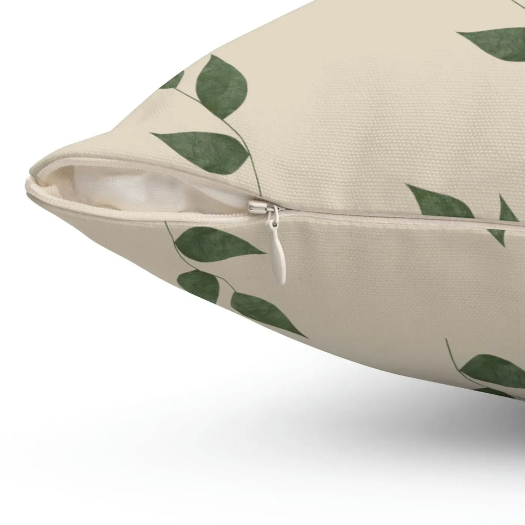 Green Leaves Polyester Square Pillow - Fresh Garden Vibes - DipaliZ
