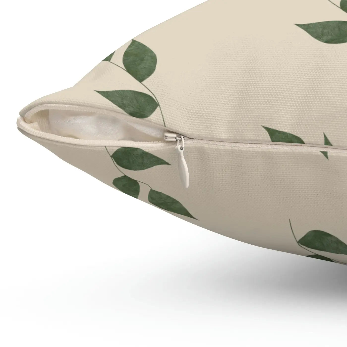 Green Leaves Polyester Square Pillow - Fresh Garden Vibes - DipaliZ