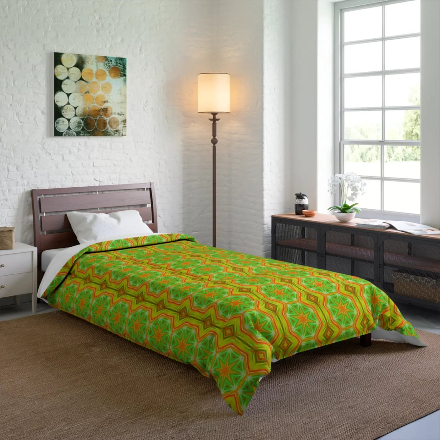 Yellow Geometrical Pattern Bedding Set - Modern Vibrance - DipaliZ