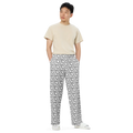 Wide Leg Pants - Grey and White Abstract Pattern - DipaliZ