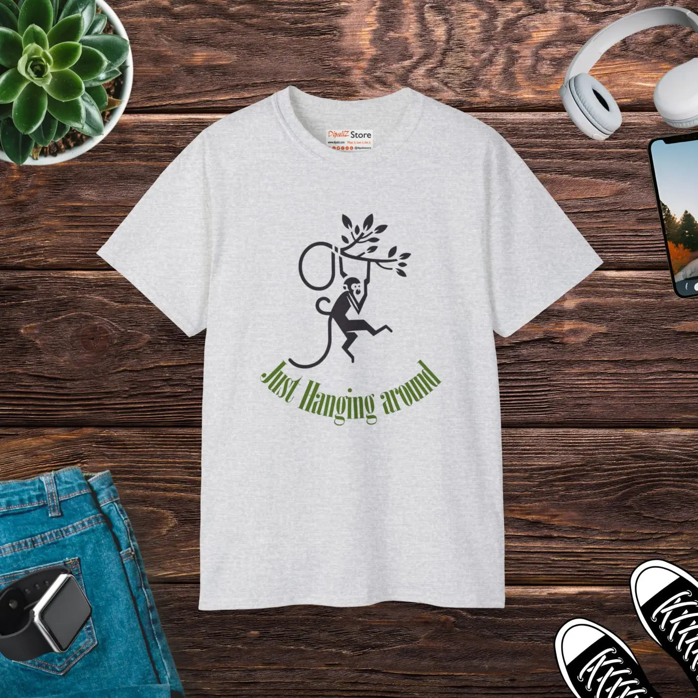 Just Hanging Around Monkey T-Shirt - Ultra Soft Comfort - DipaliZ