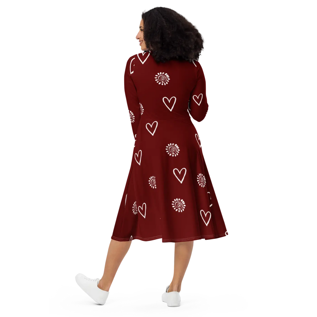 Long Sleeve Midi Dress - Showstopping Runway Style - DipaliZ