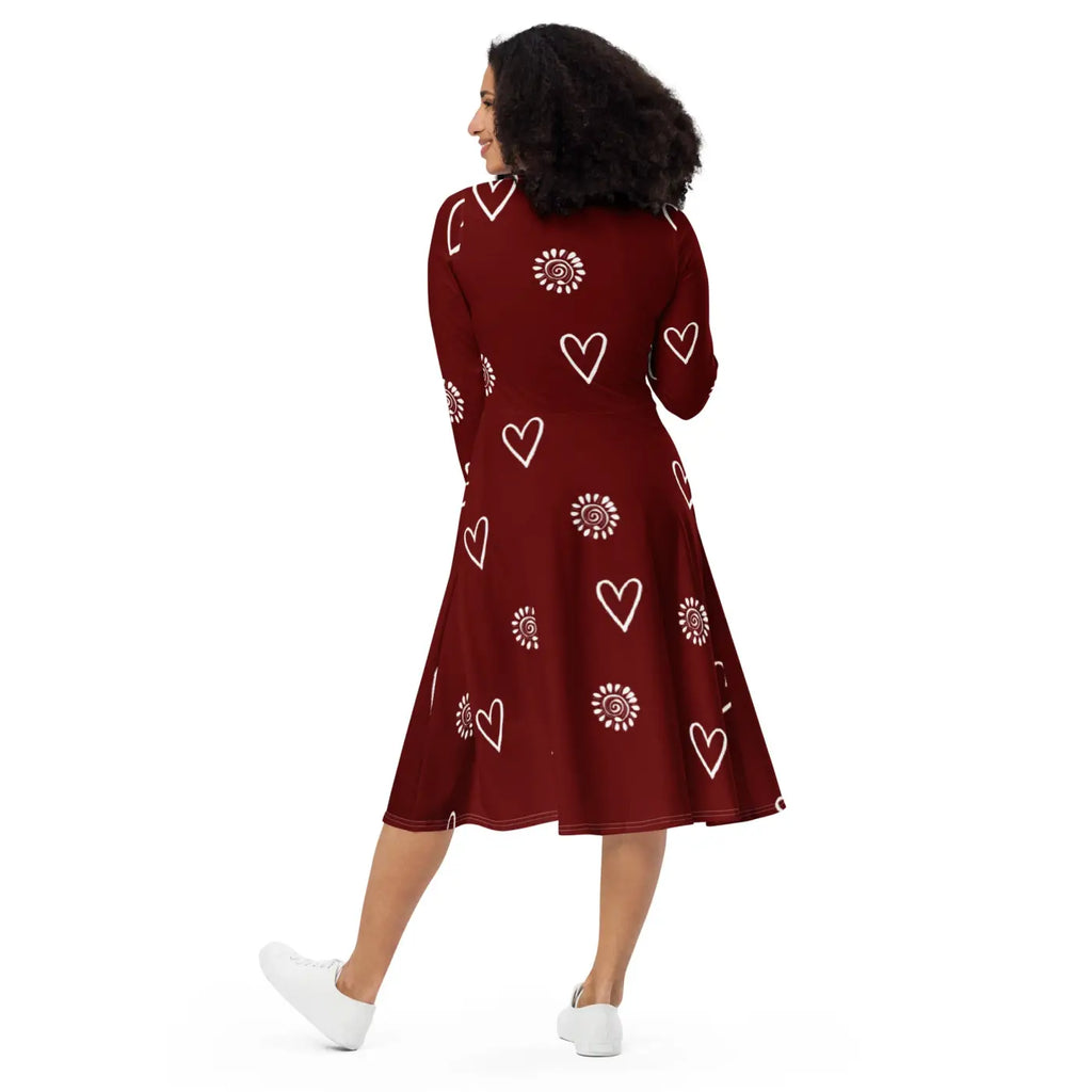 Long Sleeve Midi Dress - Showstopping Runway Style - DipaliZ