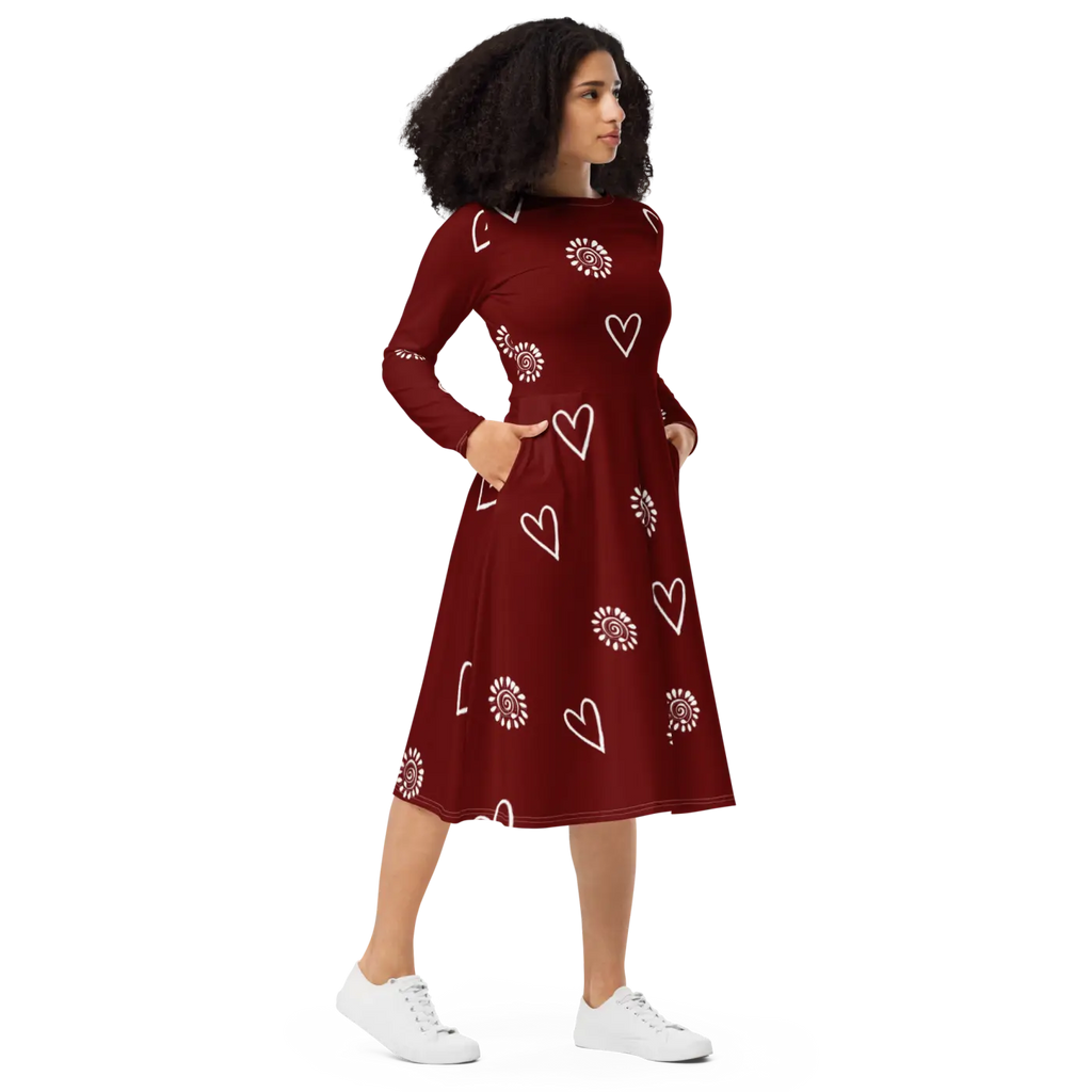 Long Sleeve Midi Dress - Showstopping Runway Style - DipaliZ