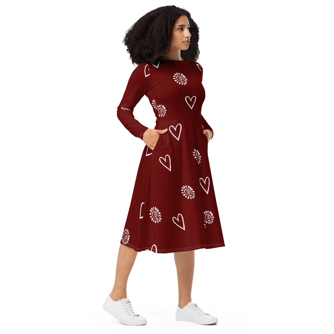 Long Sleeve Midi Dress - Showstopping Runway Style - DipaliZ