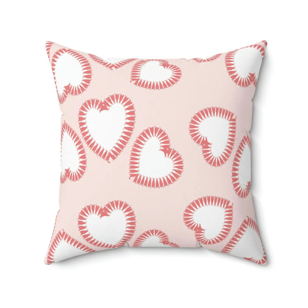 Hearts Print Polyester Square Pillow - Valentine's Day - DipaliZ