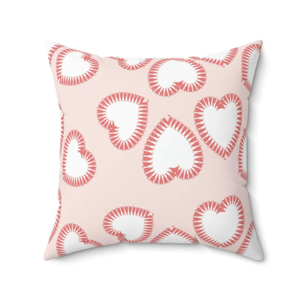 Hearts Print Polyester Square Pillow - Valentine's Day - DipaliZ
