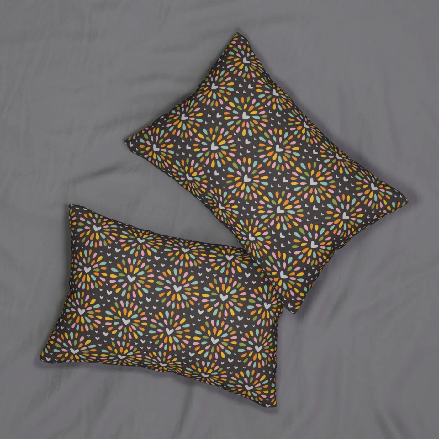 Hearts Polyester Lumbar Pillow - Spun Polyester - DipaliZ