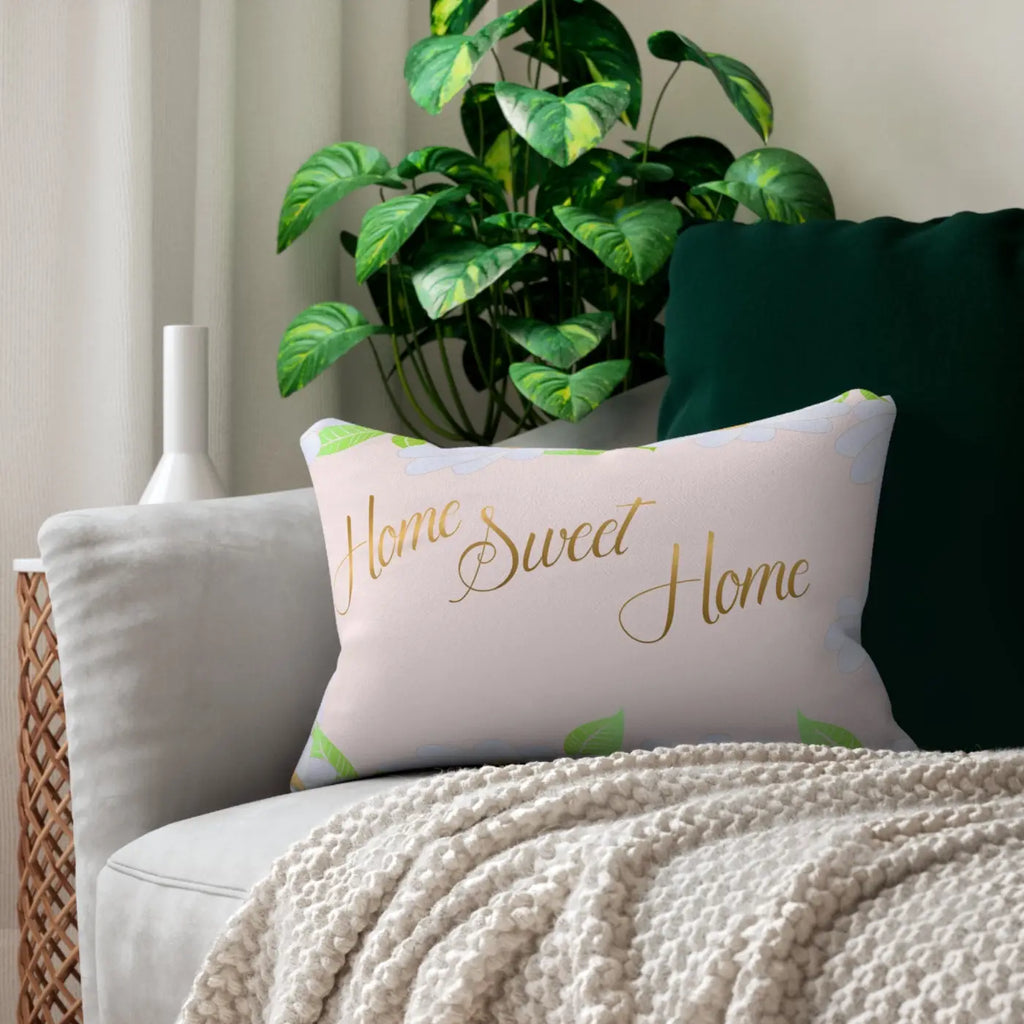 Home Sweet Home Polyester Lumbar Pillow - Spun Polyester - DipaliZ