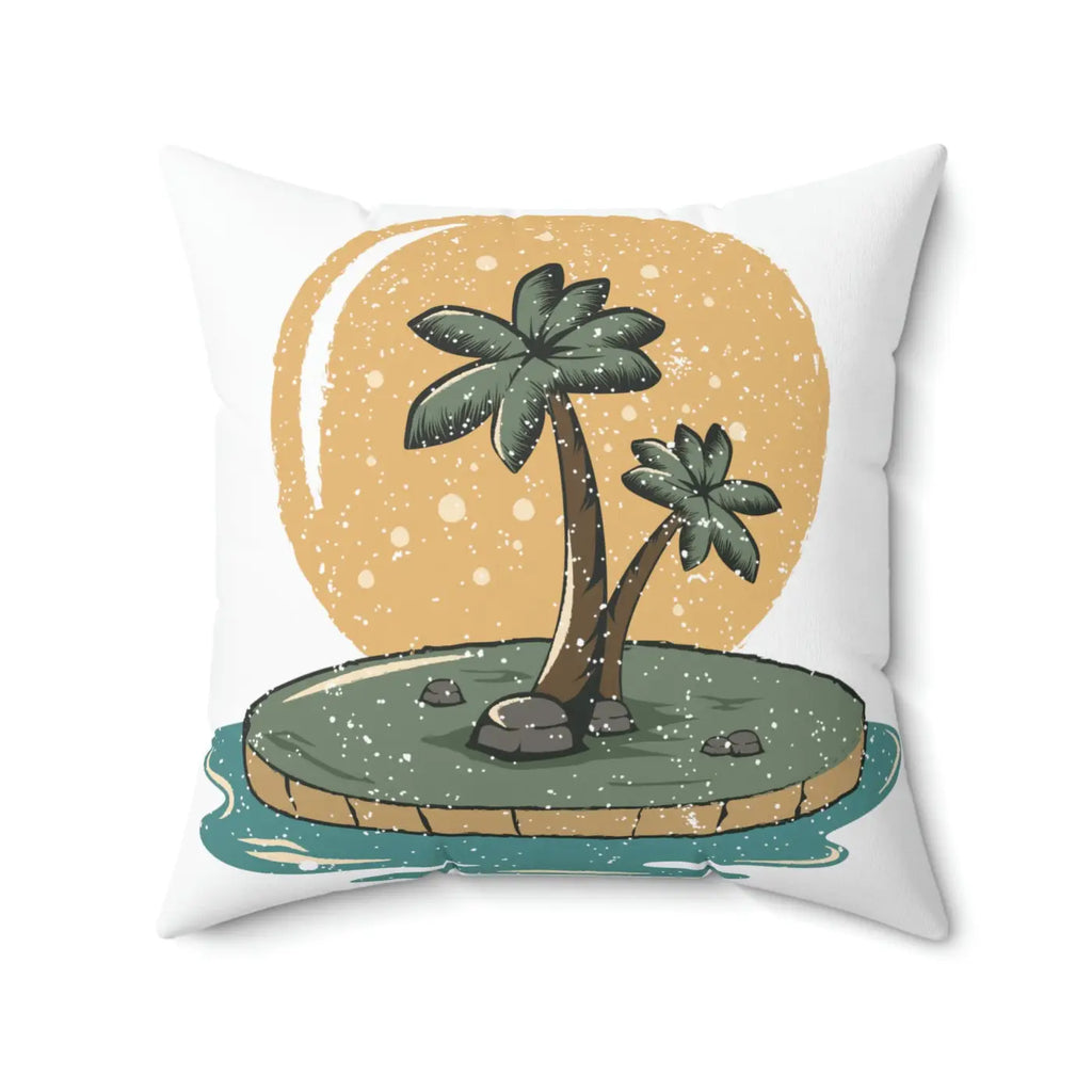 Polyester Square Pillow - Island Palm Trees Design - DipaliZ