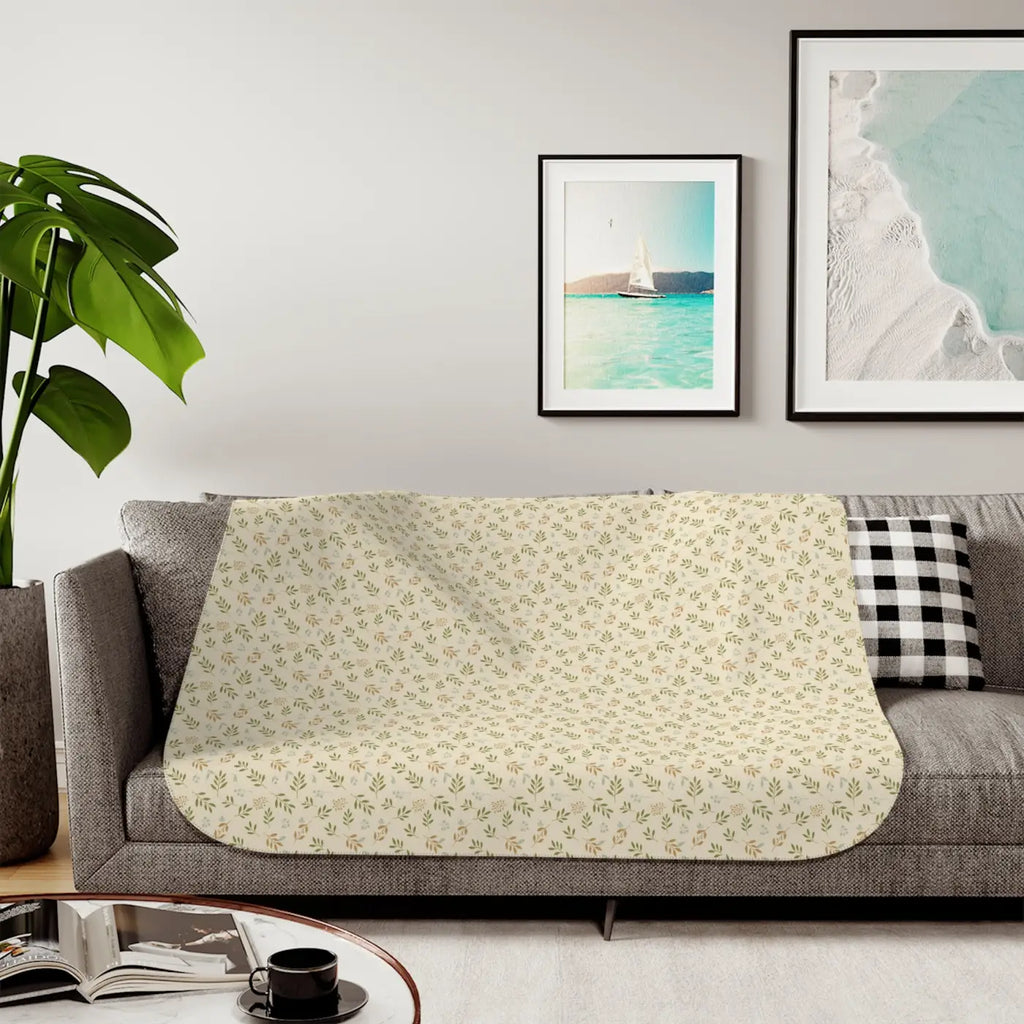 Sherpa Blanket - Two Tone Palm Leaves Print - DipaliZ