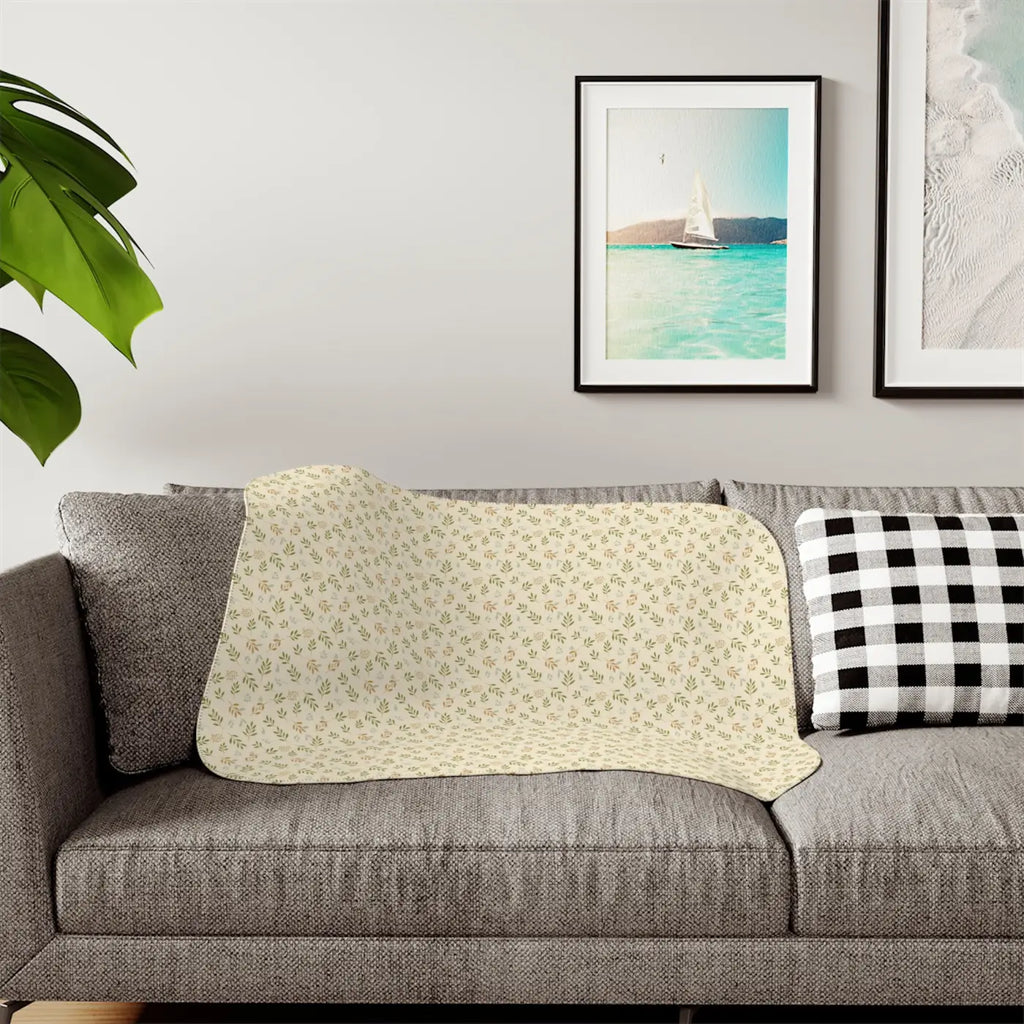 Sherpa Blanket - Two Tone Palm Leaves Print - DipaliZ