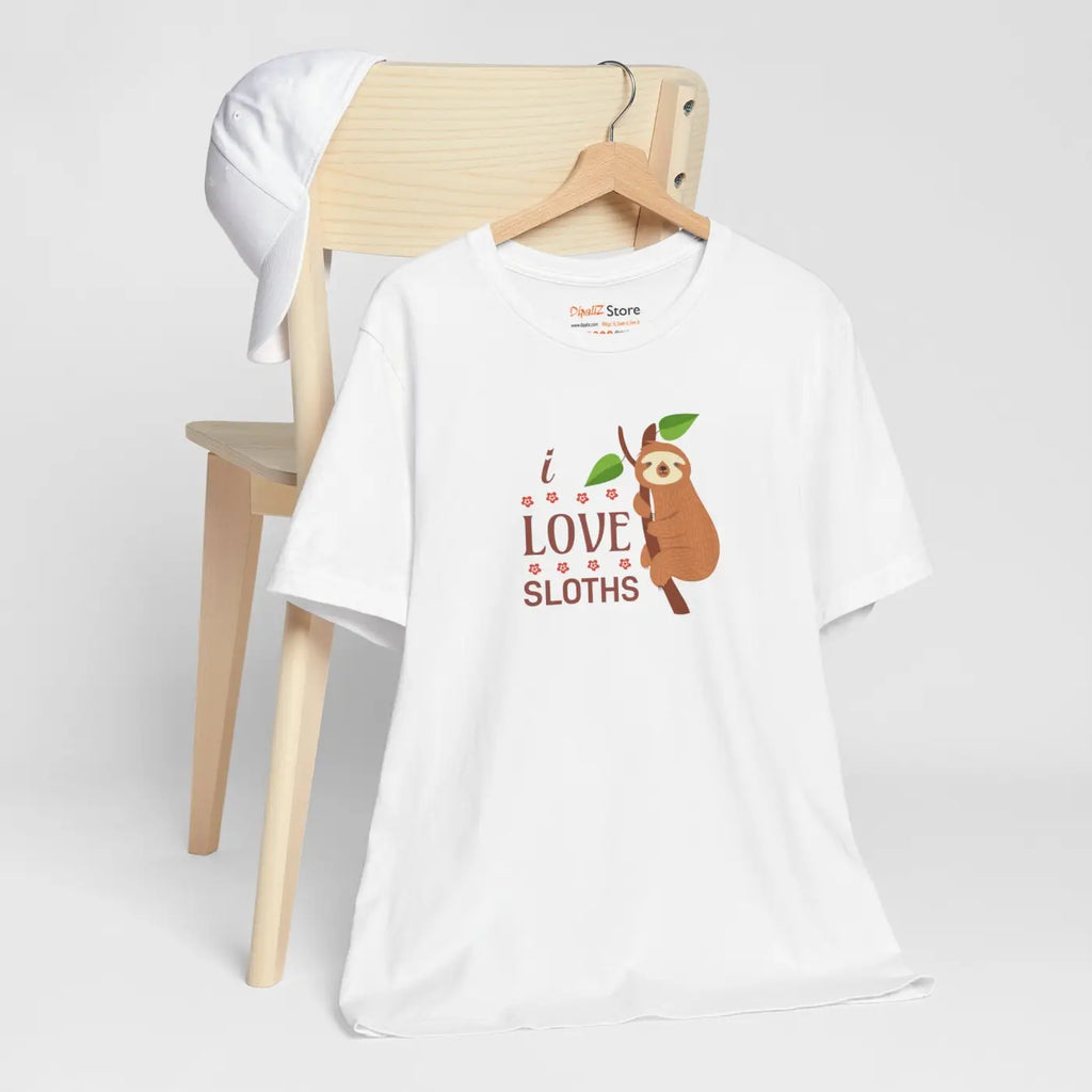 I Love Sloths T-Shirt - Soft Unisex Cotton Tee - DipaliZ