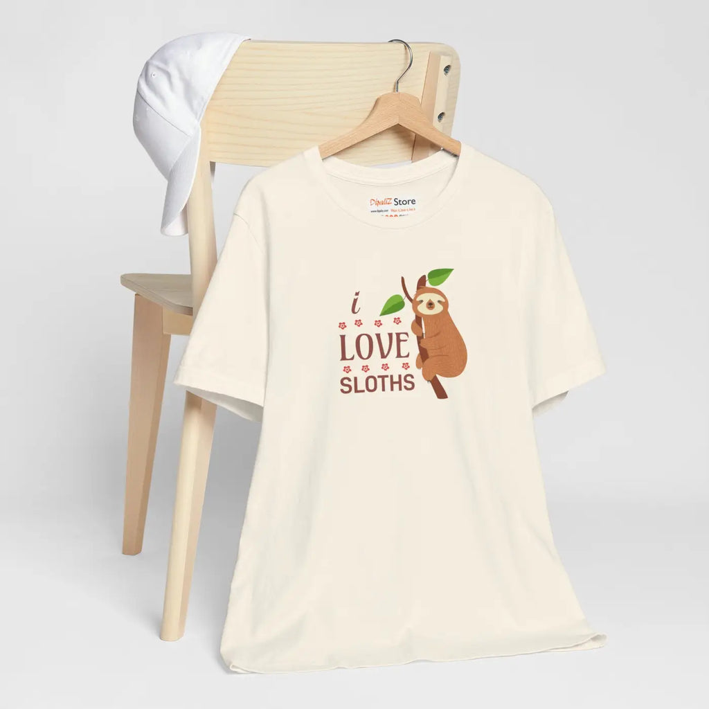 I Love Sloths T-Shirt - Soft Unisex Cotton Tee - DipaliZ