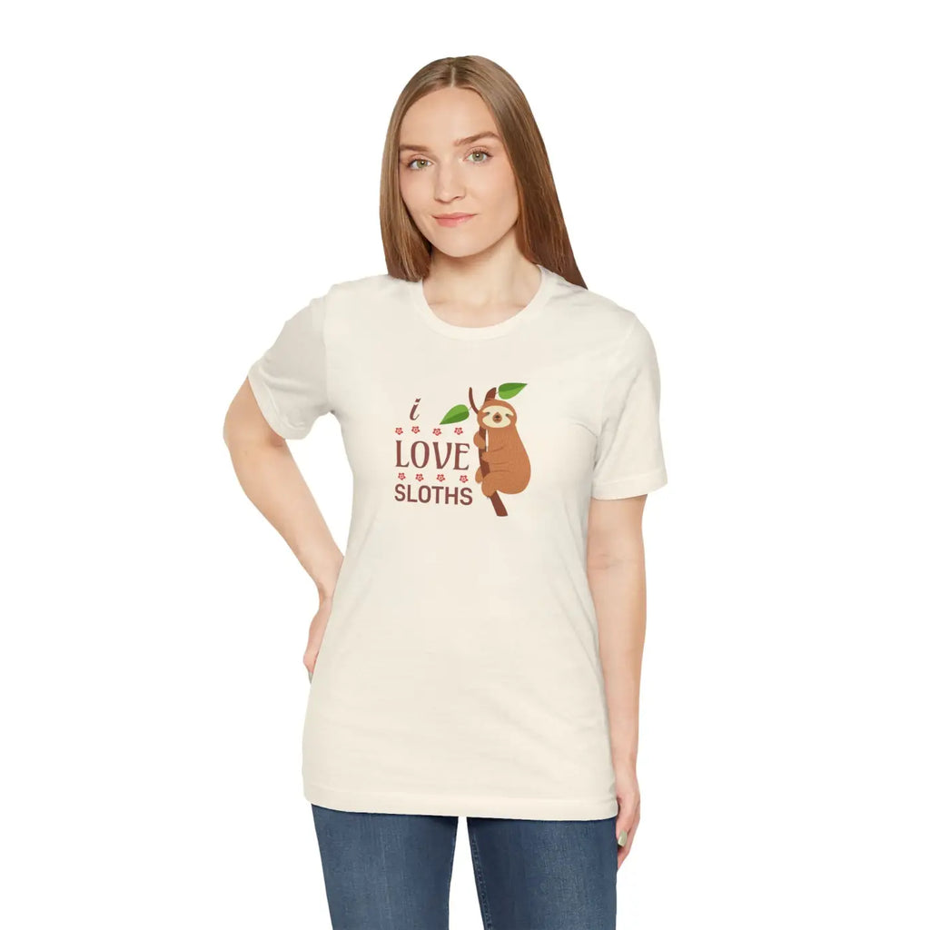 I Love Sloths T-Shirt - Soft Unisex Cotton Tee - DipaliZ