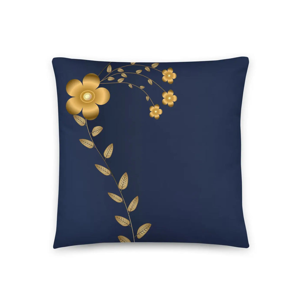 Navy Blue Throw Pillow - Lovely Floral Design - DipaliZ