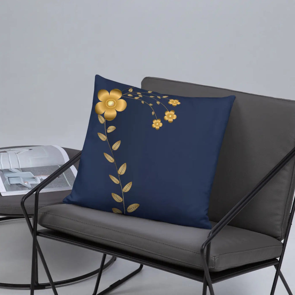 Navy Blue Throw Pillow - Lovely Floral Design - DipaliZ