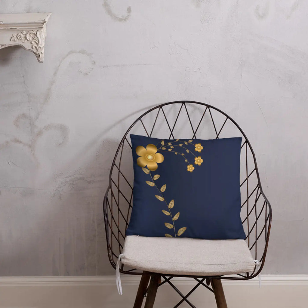 Navy Blue Throw Pillow - Lovely Floral Design - DipaliZ