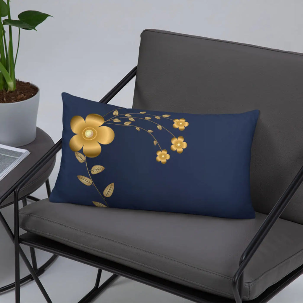 Navy Blue Throw Pillow - Lovely Floral Design - DipaliZ