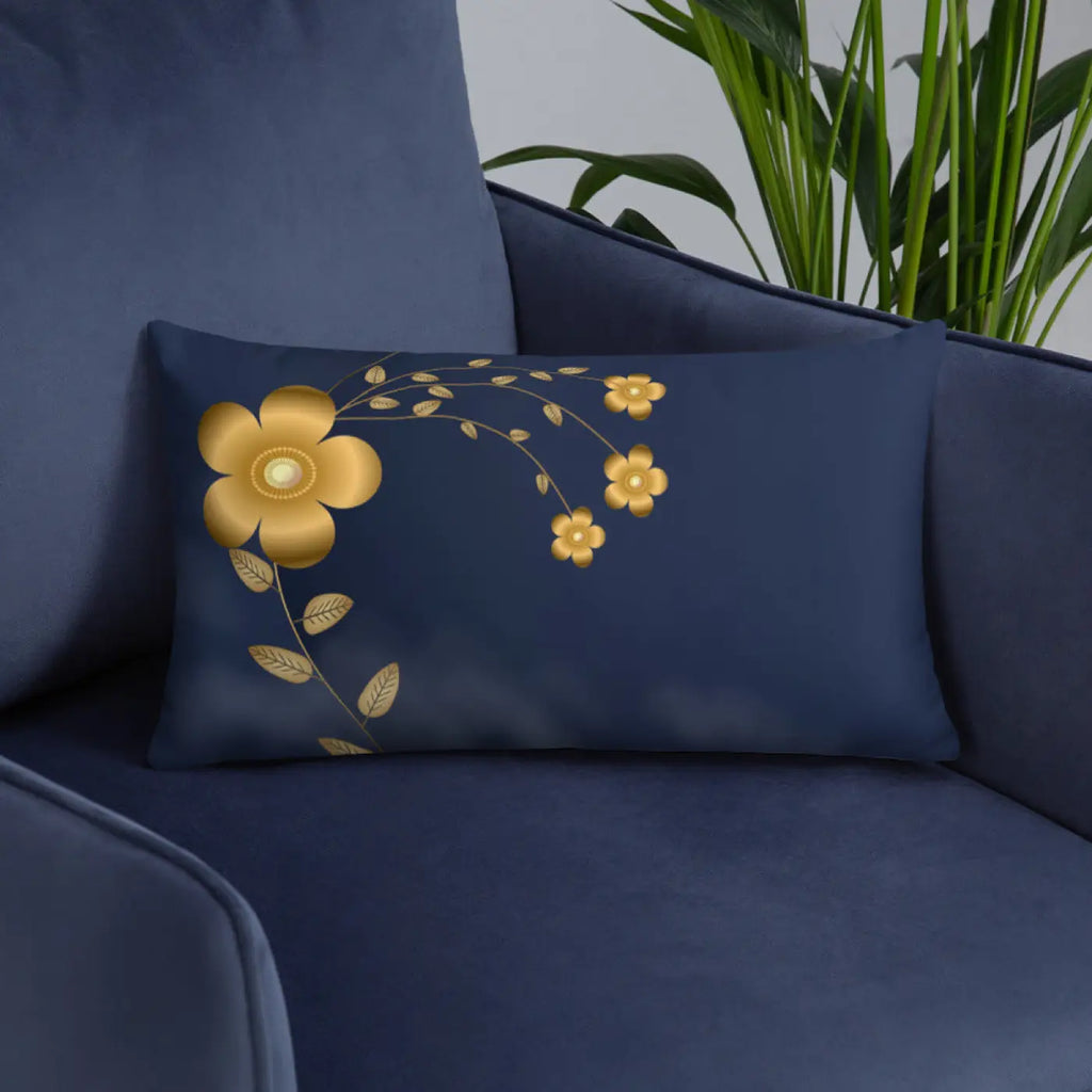 Navy Blue Throw Pillow - Lovely Floral Design - DipaliZ