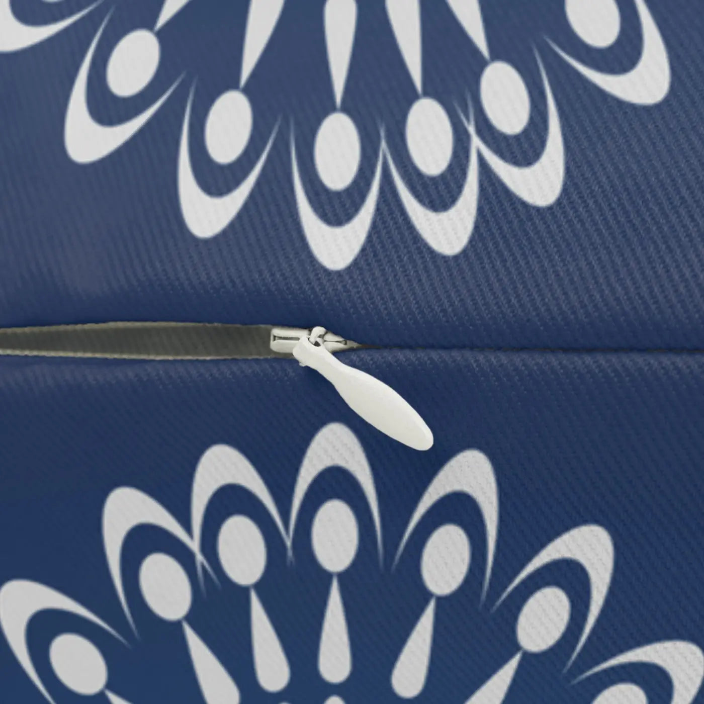 Navy Blue Pillow - Geometric Mandal Pattern Lumbar - DipaliZ