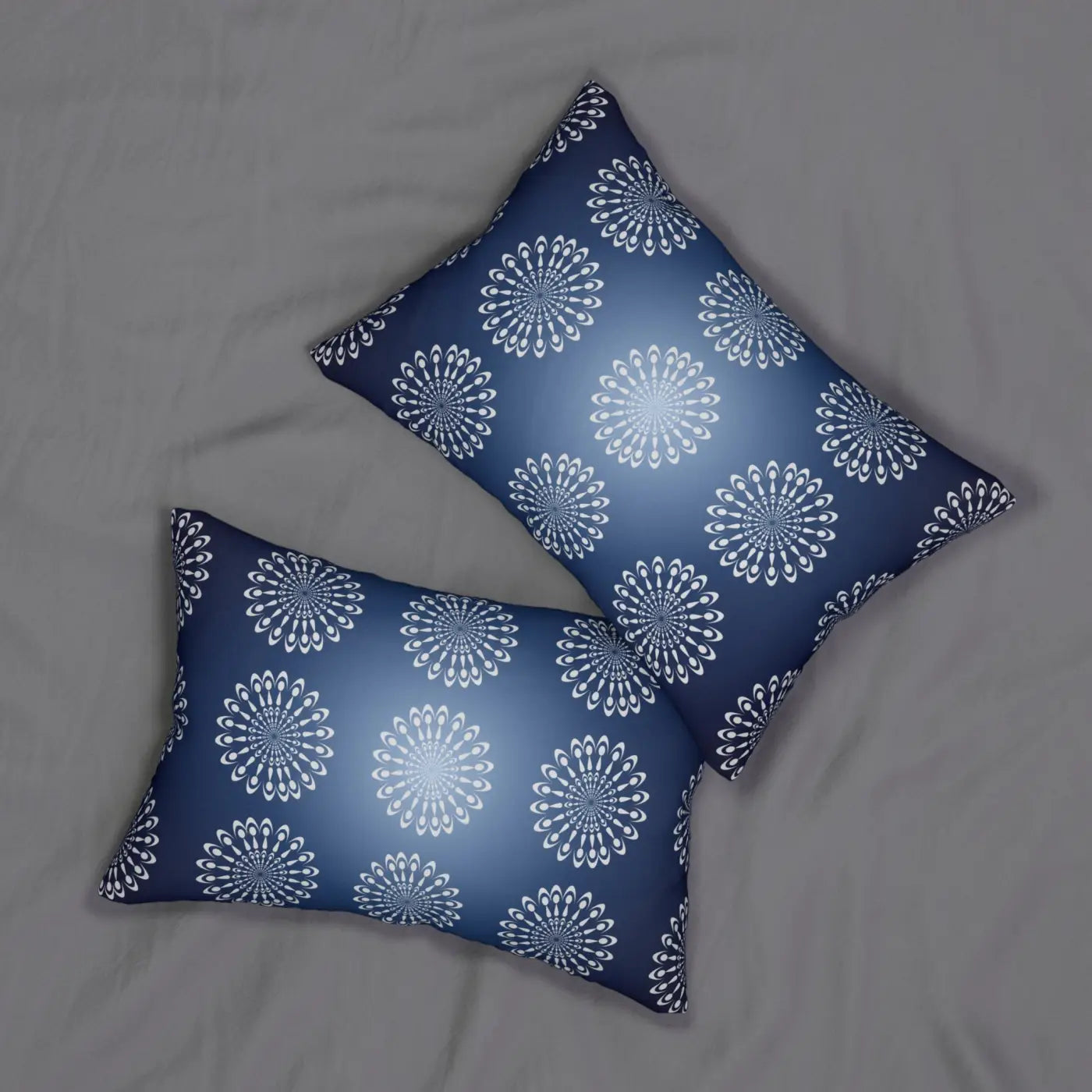 Navy Blue Pillow - Geometric Mandal Pattern Lumbar - DipaliZ