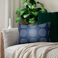 Navy Blue Pillow - Geometric Mandal Pattern Lumbar - DipaliZ